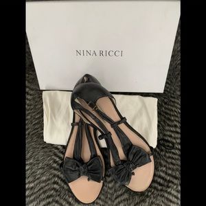 NINA RICCI Designer Bow Sandals From Saks Size 41